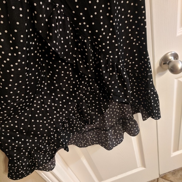 Black and White Polka Dot Wrap Dress - Picture 3 of 6
